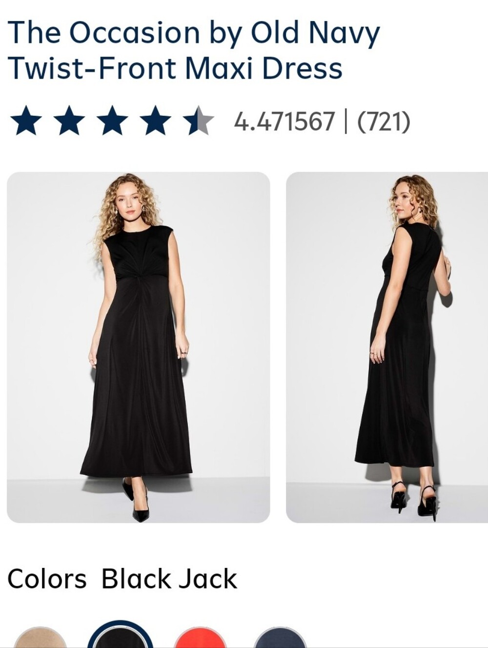 Sleeveless Twist-Front Maxi Dress in Black